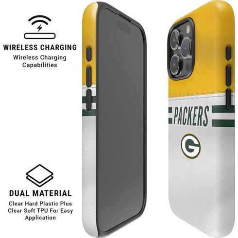 NFL Green Bay Packers White Striped iPhone 16 Pro Magsafe Impact Case